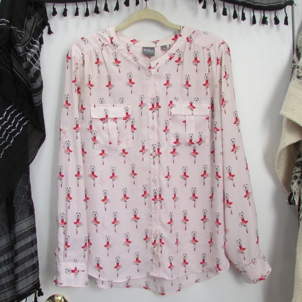 SOHO Jeans Ballerina Print Blouse